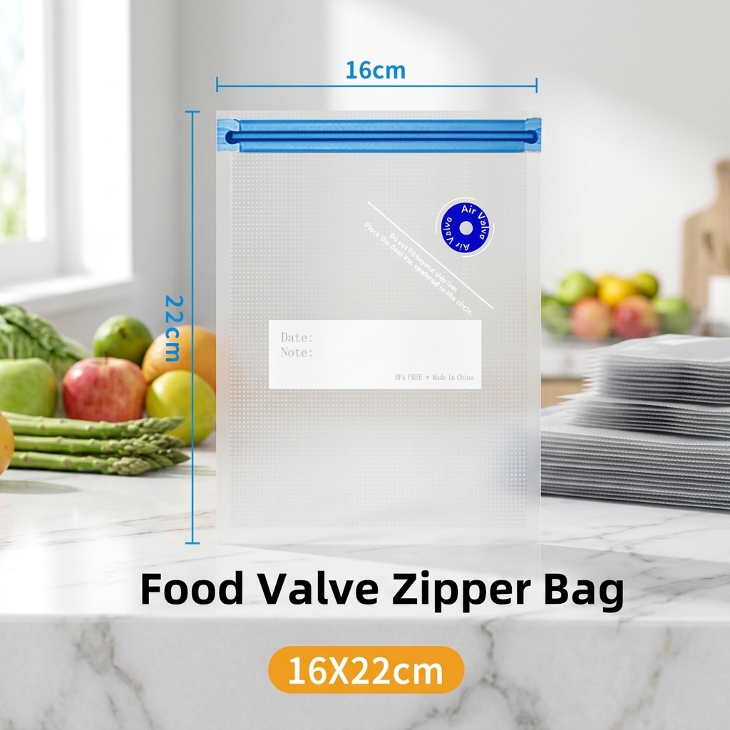 2026 New Reusable Vacuum Seal Food Storage Bags With Upgraded Air Valve BPA Free Freshness Preservation Zipper Bag for Sous Vide