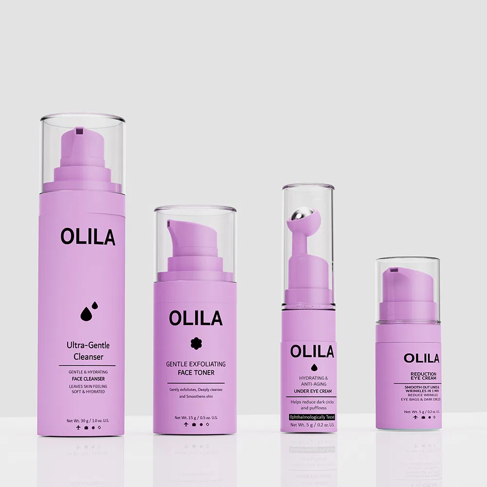 30ml Manufacture Plastic Blue Serum Biodegradable Lotion Custom Cosmetic Packaging Airless Pump Bottle with Pump and Cap