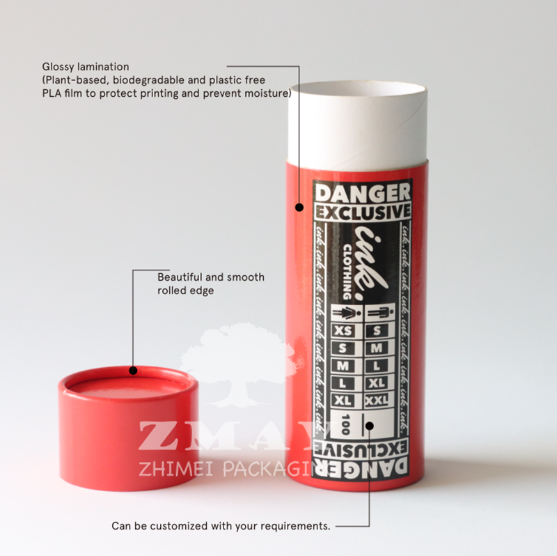 High Quality Scarf Packaging Cylinder Paper Box Paper Tube for Tshirts Packaging with Custom logo and Custom Window