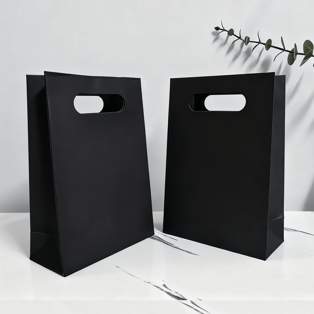 Custom Logo Printed Biodegradable Brown Kraft Paper Bag Luxury Gift Shopping Paper Bag Packaging With Die Cut Handle