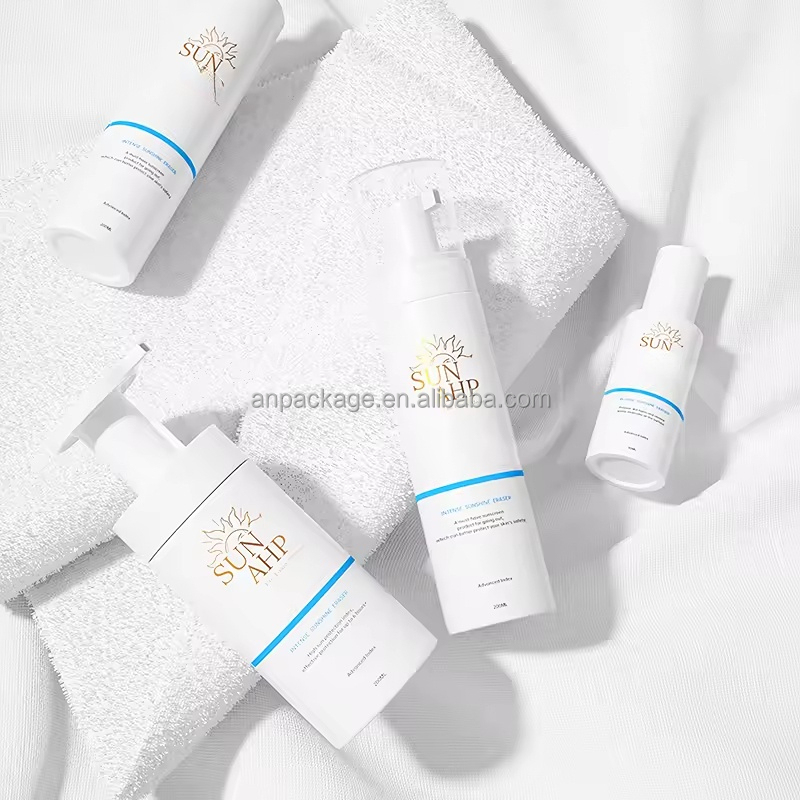 Skin Care Lash Shampoo &amp; Sunscreen Tanning Foaming Hand Soap Pump Bottle Refillable Cosmetic Packaging for Lotion Use