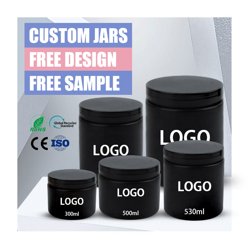 Custom 300ml 500ml 600ml 1100ml Matte Soft Touch Surface Coating Face Mask Body Butter Scrub Plastic Cream Jars Cosmetic Container Packaging