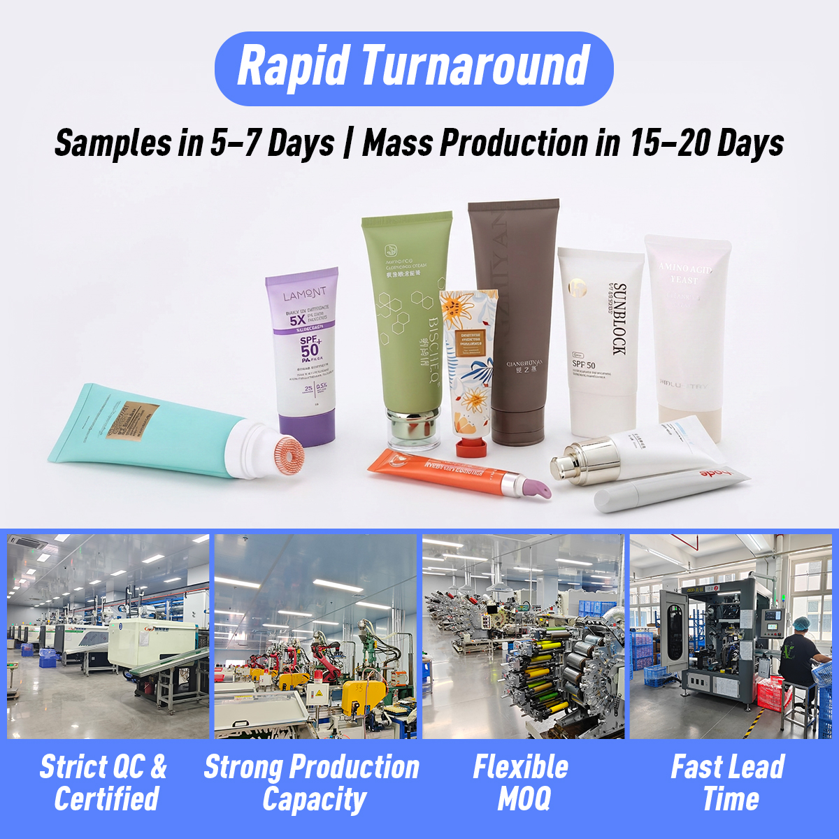 Custom 100ml Glossy PE Cosmetic Packaging Plastic Tubes for Face Wash Body Lotion Skincare Cream Squeeze Tube Container