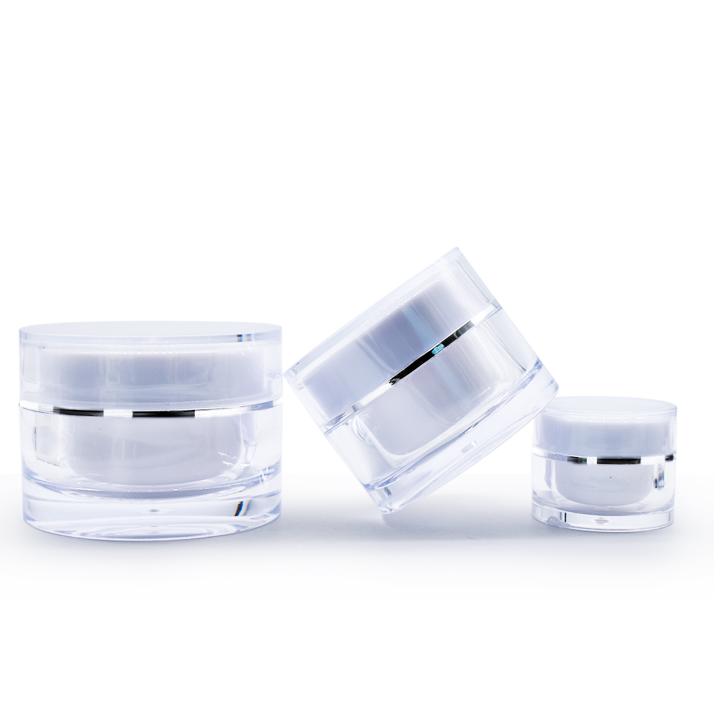 Luxury Cosmetic Jar Acrylic Double Wall Round Shape Face Cream Container With Lid