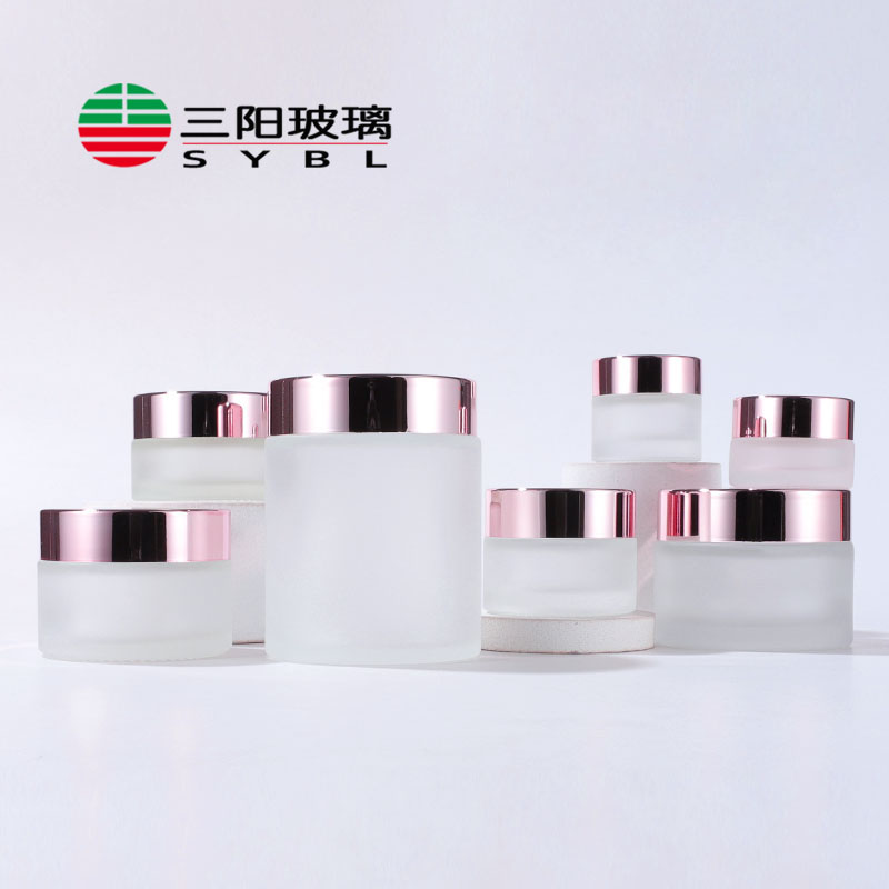 10g 15g 30g 50g 100g Frosted Glass Cosmetic Jar Cream Bottle Container with Rose Gold pink Lids for Face Cream Lotion Balm