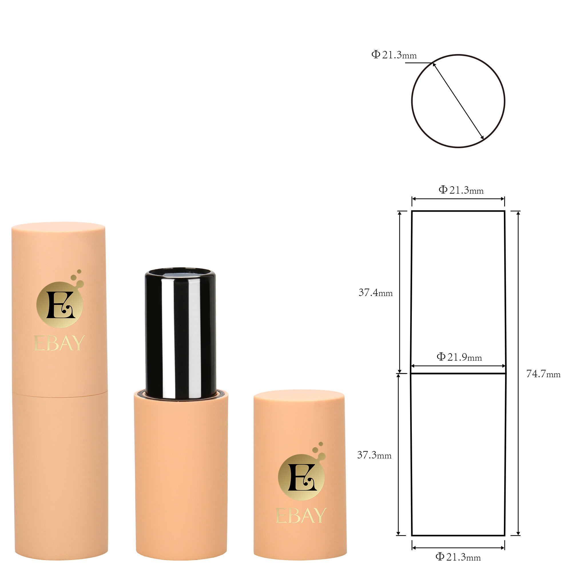 Smooth Textured Cosmetic Packaging Custom Color Matte Cylindrical Lipstick Tube