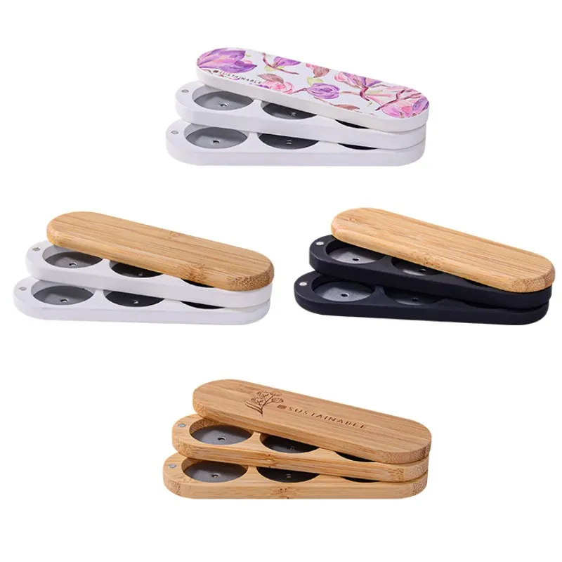 Customized Private Label Logo Makeup Vegan Empty Wood Bamboo Eyeshadow Palette Packaging