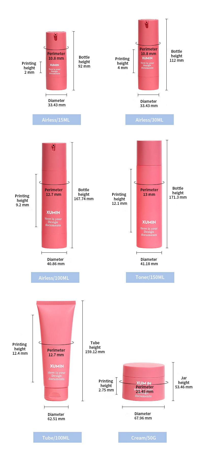Plastic cosmetic bottle set design 1