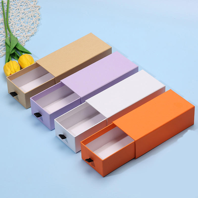 Luxury Rigid Cardboard Paper Boxes Colorful Drawer Design Packaging with Recycled Material Elegant Gift Product Storage Box