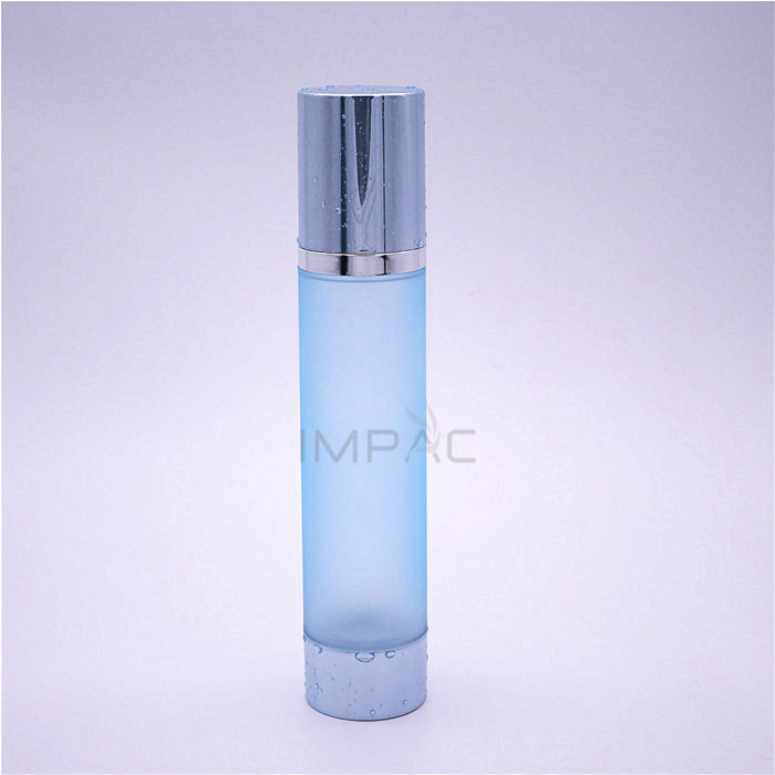 Skin care luxury airless 120 ml cream packaging with vacuum pump dispenser frosted blue container