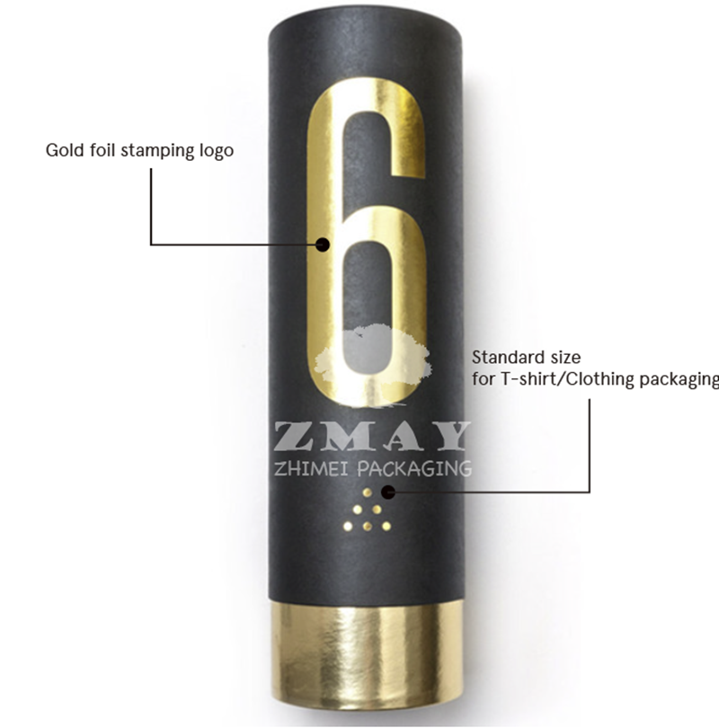 High Quality Scarf Packaging Cylinder Paper Box Paper Tube for Tshirts Packaging with Custom logo and Custom Window