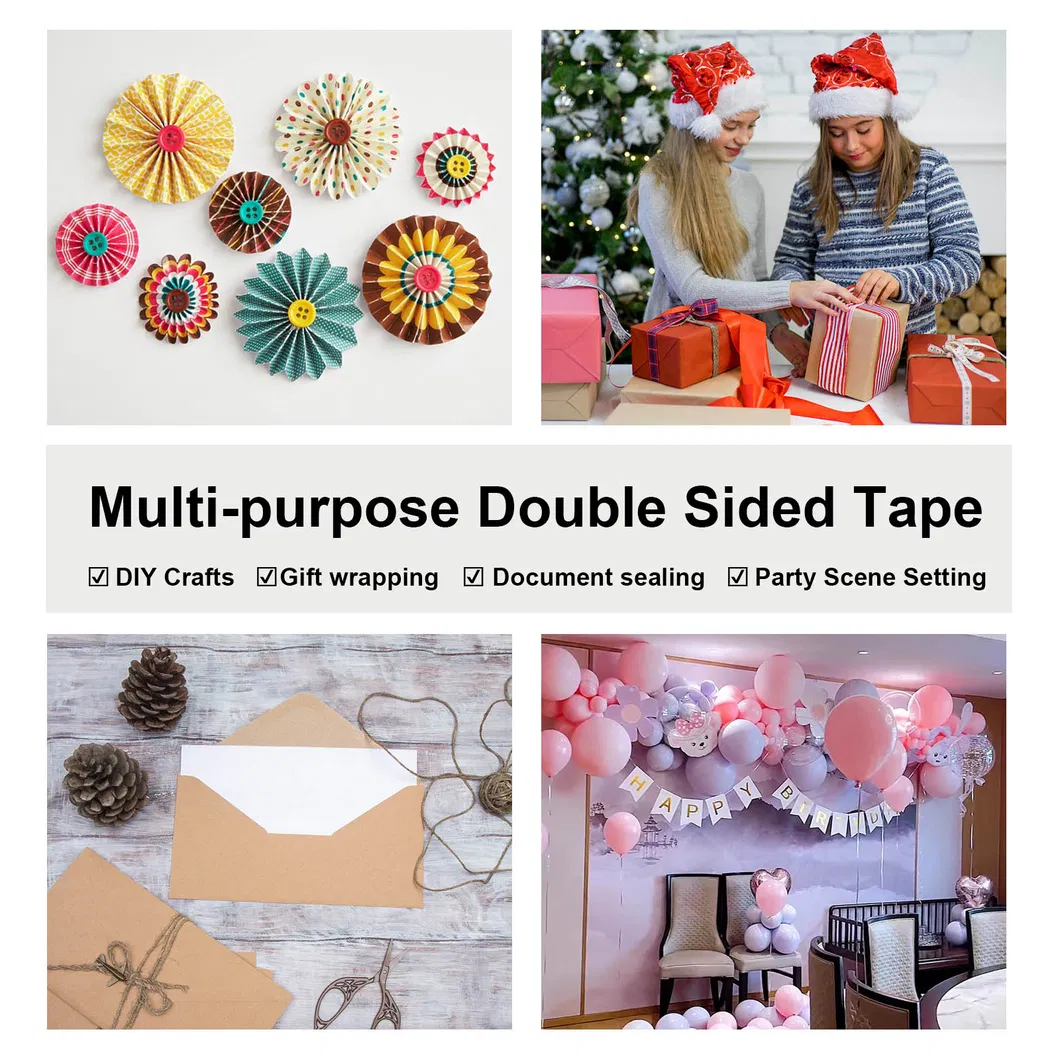 Custom Double-Faced Tape Adhesive Tape for Office and Home Use, Gift Packaging and Decoration