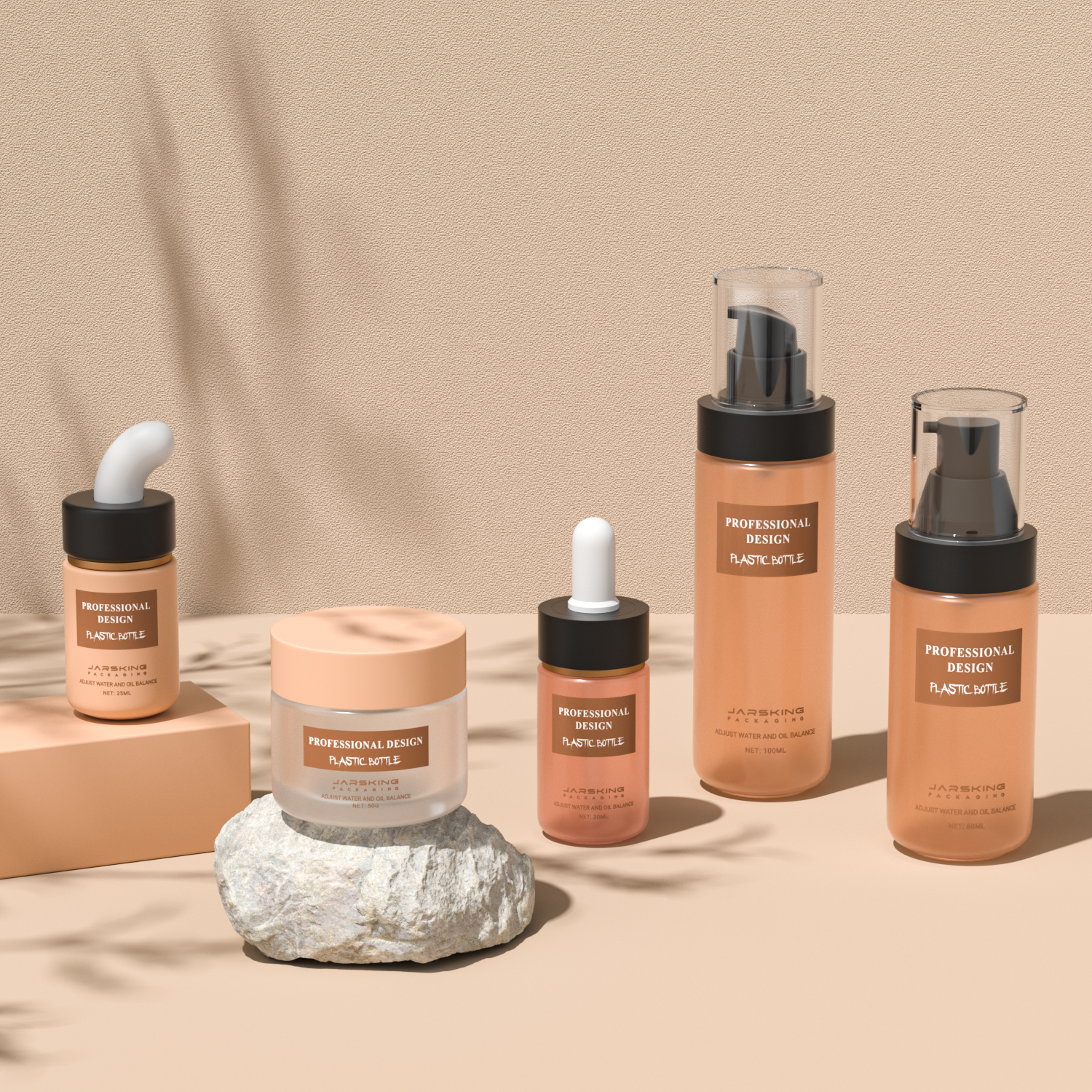 New Aesthetic Skincare Packaging Set 30ml 80ml 100ml 50g Round Empty Innovative PET Plastic Cosmetic Cream Lotion Pump Bottle