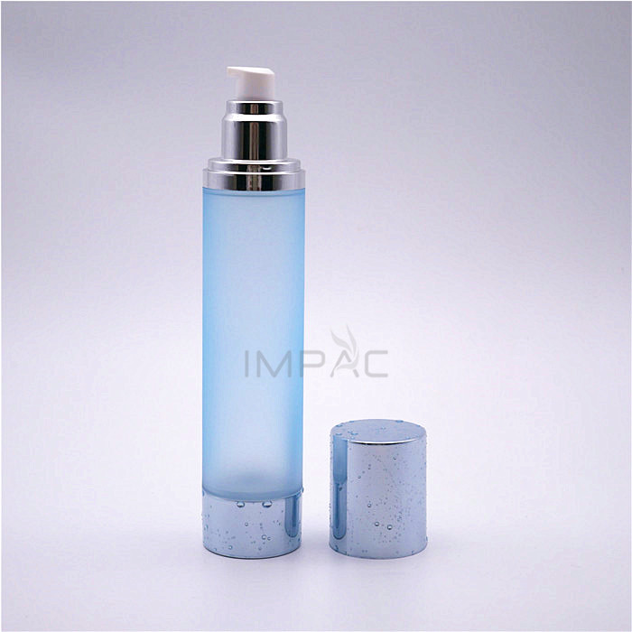 Skin care luxury airless 120 ml cream packaging with vacuum pump dispenser frosted blue container