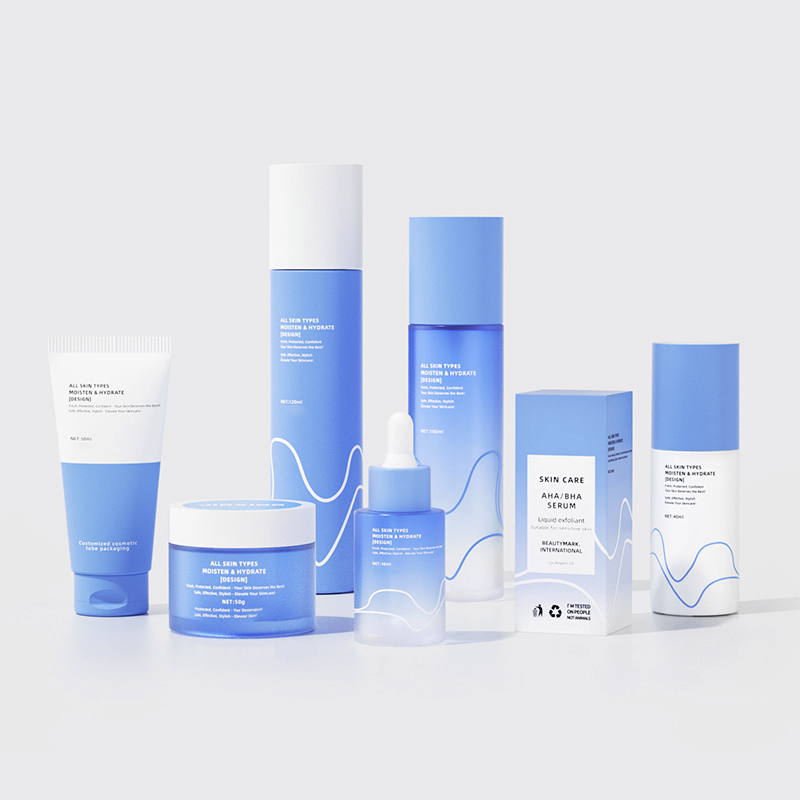 Factory Frosted Empty Pump Lotion Aluminum Cosmetic Packaging Luxury Matte Clear Cream Glass Skincare Bottles and Jars Set