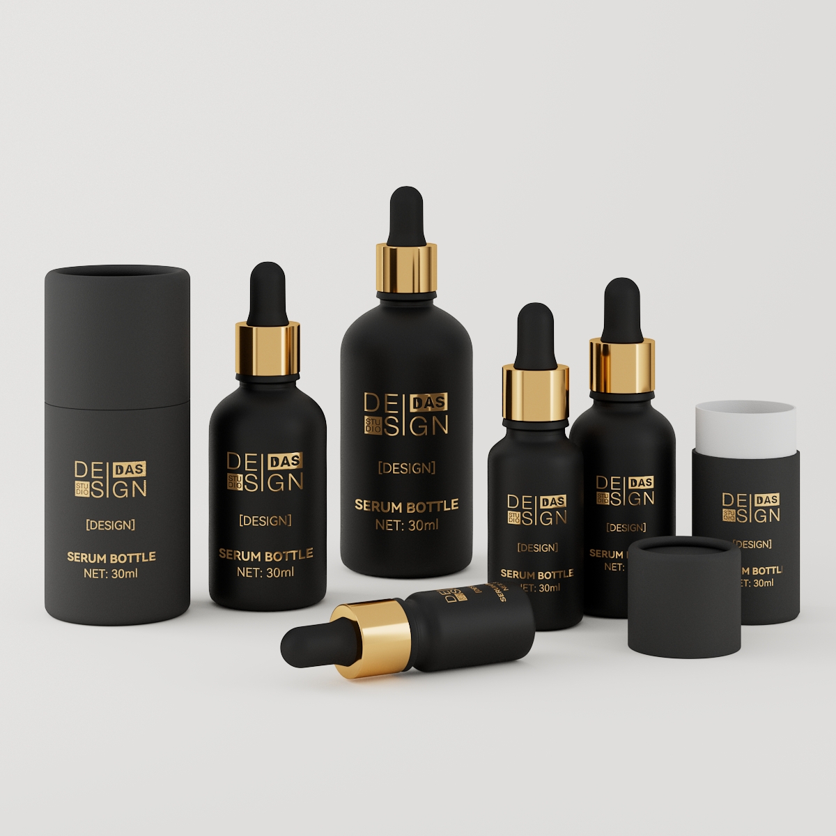 Custom Luxury Skin Care Packaging 15ml 30ml 2oz Liquid Empty Black 30 ml Glass Serum Dropper Bottle with Packaging Box