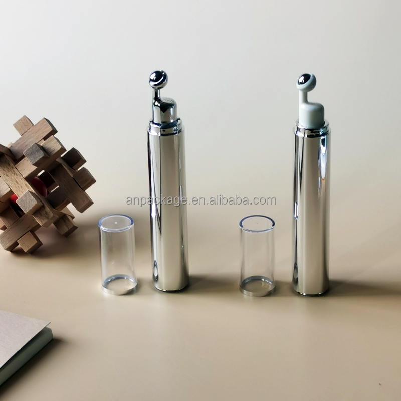 15ml Korean Double Wall Serum Essential Oil Lotion Cream Airless Bottle Silver Airless Syringe Cosmetic Eye Cream Packaging Pen