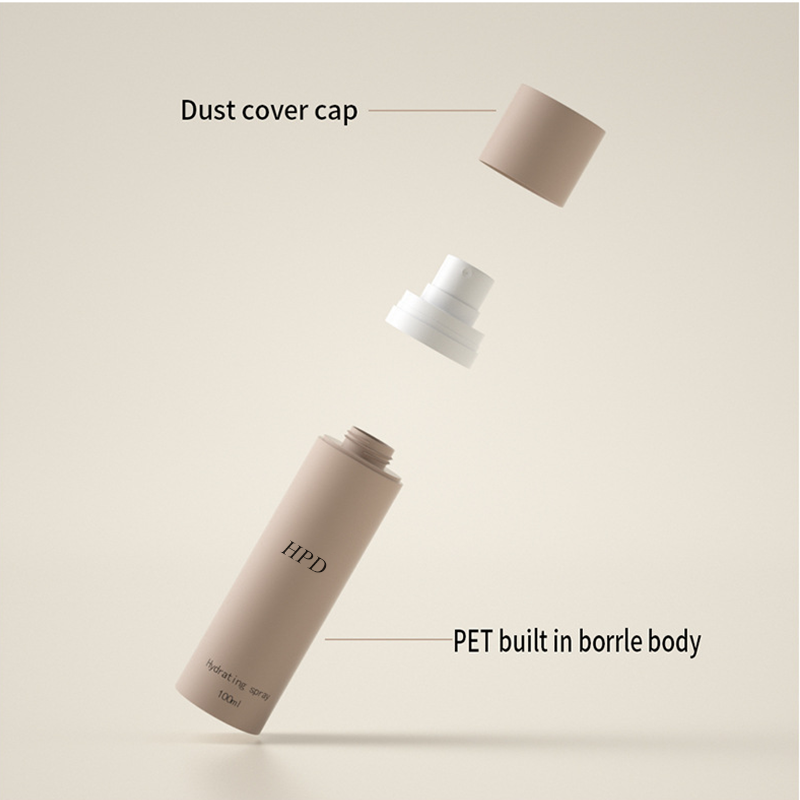Embossed Debossed Logo HDPE Cylinder Skincare Packaging Set Lotion Bottle Pump 30ml 50ml 80ml Plastic Spray Bottles