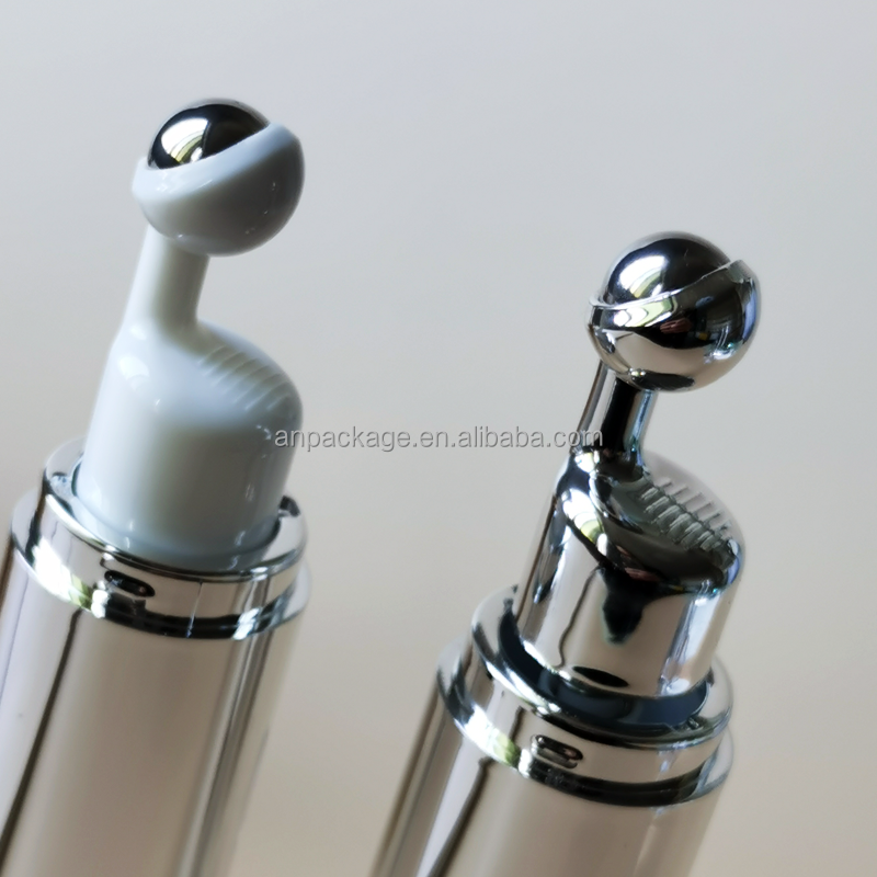 15ml Korean Double Wall Serum Essential Oil Lotion Cream Airless Bottle Silver Airless Syringe Cosmetic Eye Cream Packaging Pen