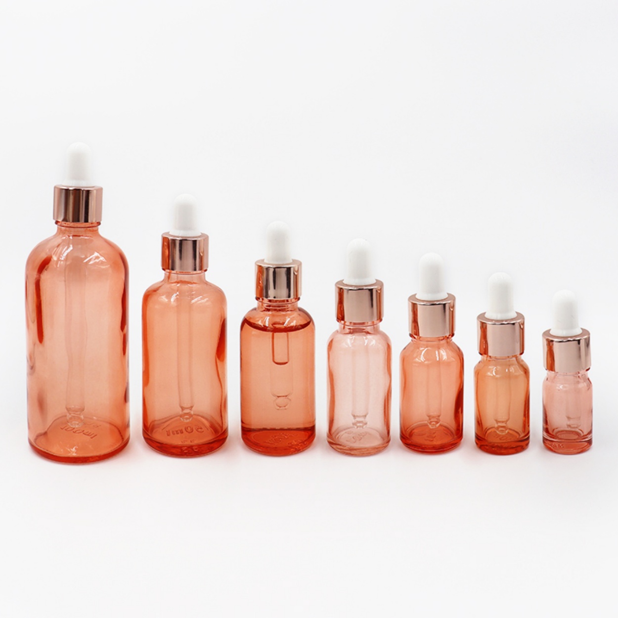 Organic Design 1oz 2oz 3oz Pink Glass Skincare Bottles Set with Screen Printing Ready Stock Cosmetic Serum &amp; Eye Drop Bottles
