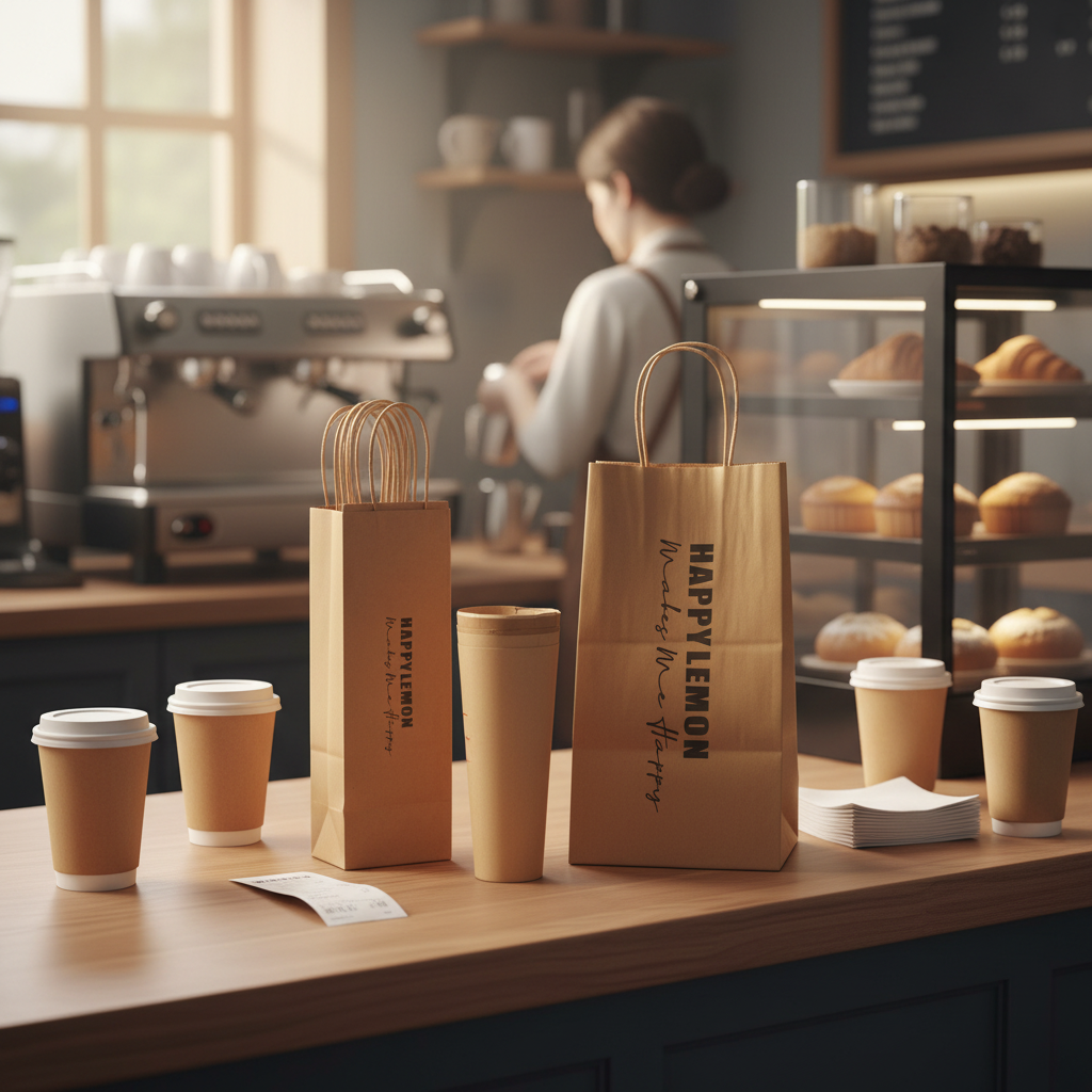 Custom Logo Eco-Friendly Classic Recycled Printed Kraft Paper Bags Handles for Grocery Shopping Restaurant Takeaway Packaging