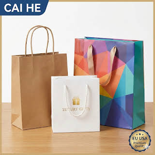 Custom Embossed Matte Finish Paperboard Bags with Handle for Cosmetic Gift Packaging and Logo Printing