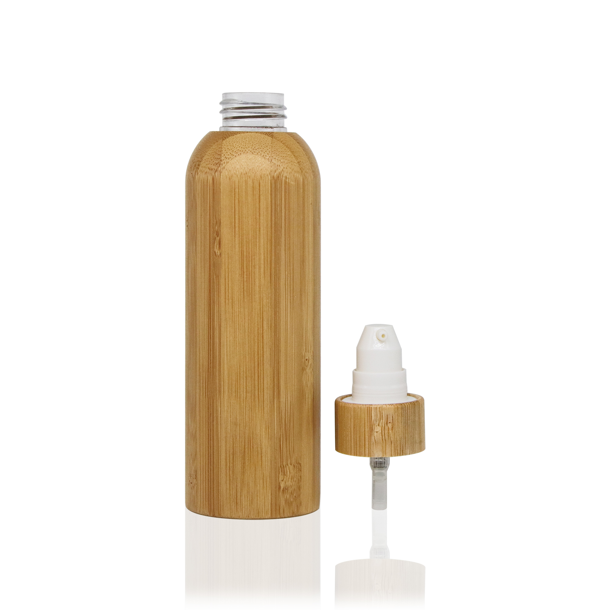 2025 Custom Bamboo Plastic Spray Bottle for Toner MistSkincare Refillable Eco Cosmetic Packaging with Natural Wood Design