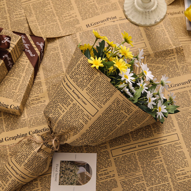 Hotsale Printing Packing Material Flower Bouquet Wrapping Paper Gift Packaging Florist Decoration Printed Kraft Paper