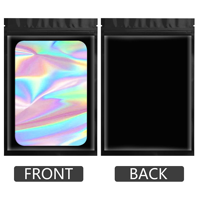 Resealable Ziplock Small Business Sealable Plastic Bag Custom Print White Black Pink Holographic Flat Mylar Packaging Zip Pouch