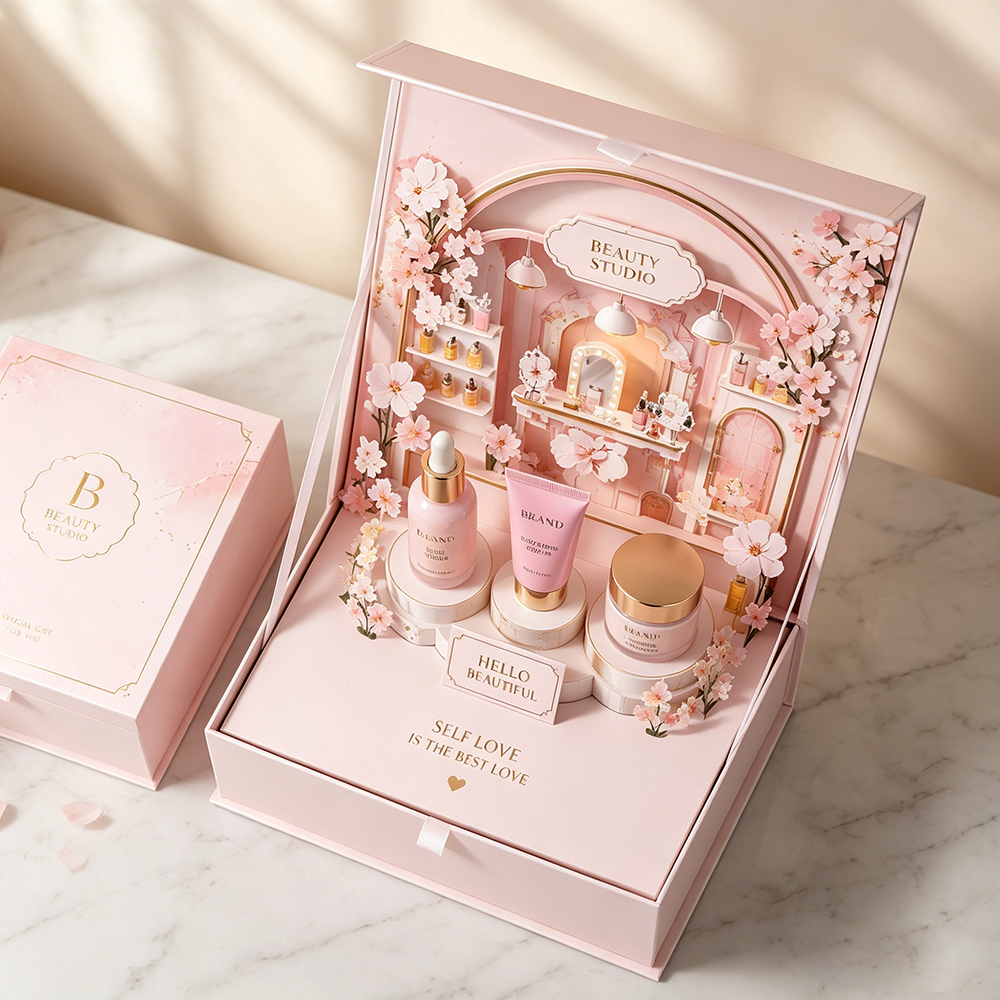 Wholesale Custom 3D Pop-Up Luxury Magnetic Cardboard Gift Box, Premium Packaging for Cosmetics &amp; Beauty Bottles