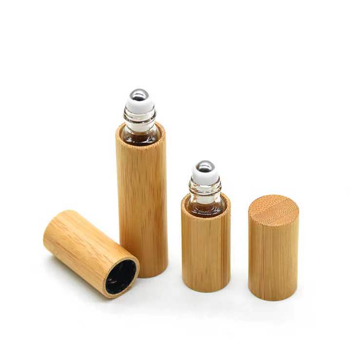 Cosmetic Containers 100% Organic Wood Bamboo Glass Jar\/Bottle Cosmetic Packaging