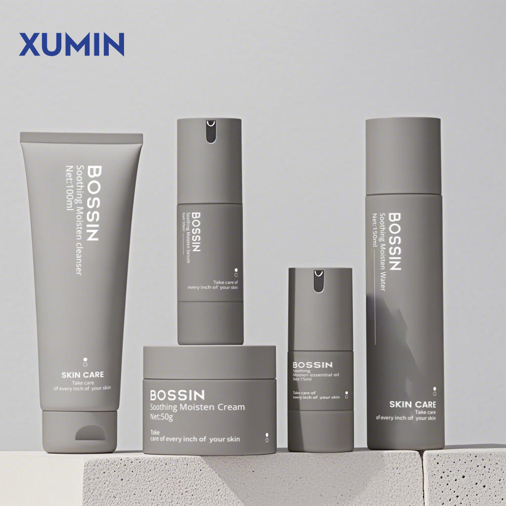 Luxury Men Skincare Plastic Bottles For Packaging Set Airless Pump Cosmetic Lotion Packaging Tube Skincare Containers Sets