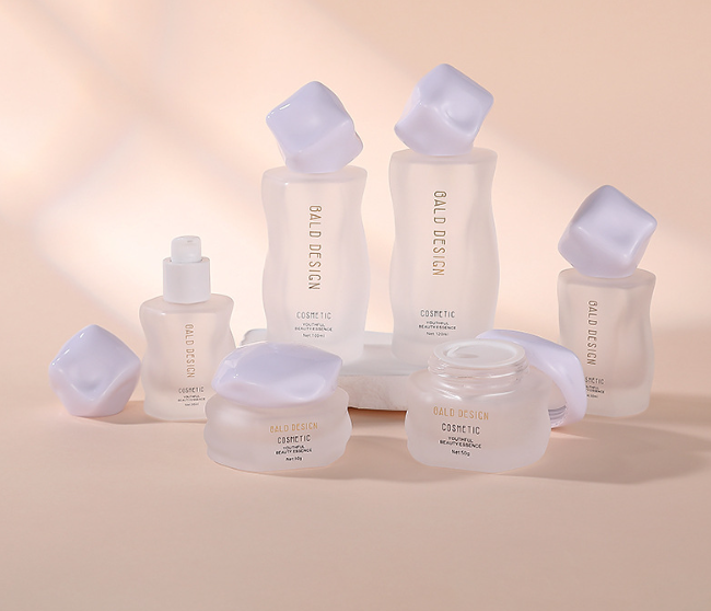 Luxury Glass Bottle Cream Jar Serum Pump Irregular Shape Creative Design Meteorite Cap Cosmetic Packaging Skincare