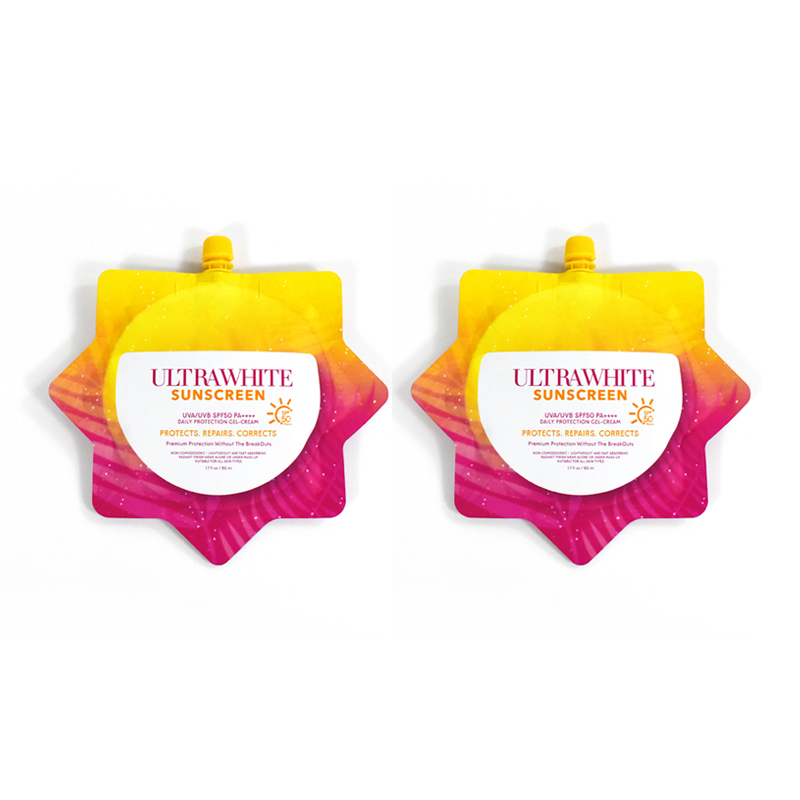 Custom Printed Die Cut Liquid Packaging Aluminum Foil Stand up Spout Pouch Refill Squeeze Sunscreen Cosmetic Travel Portable