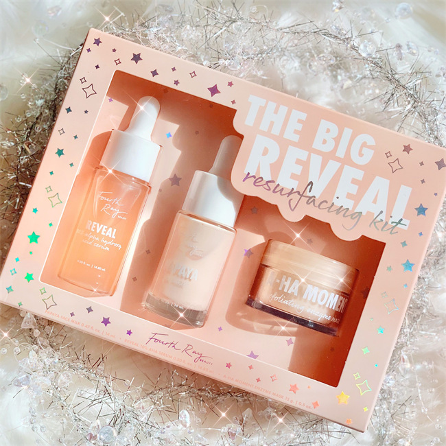Custom Luxury Skincare Kit Kraft Packaging Set with Organic Face Serum Sponge Liner Beauty Products Gift for SkinCare Lovers