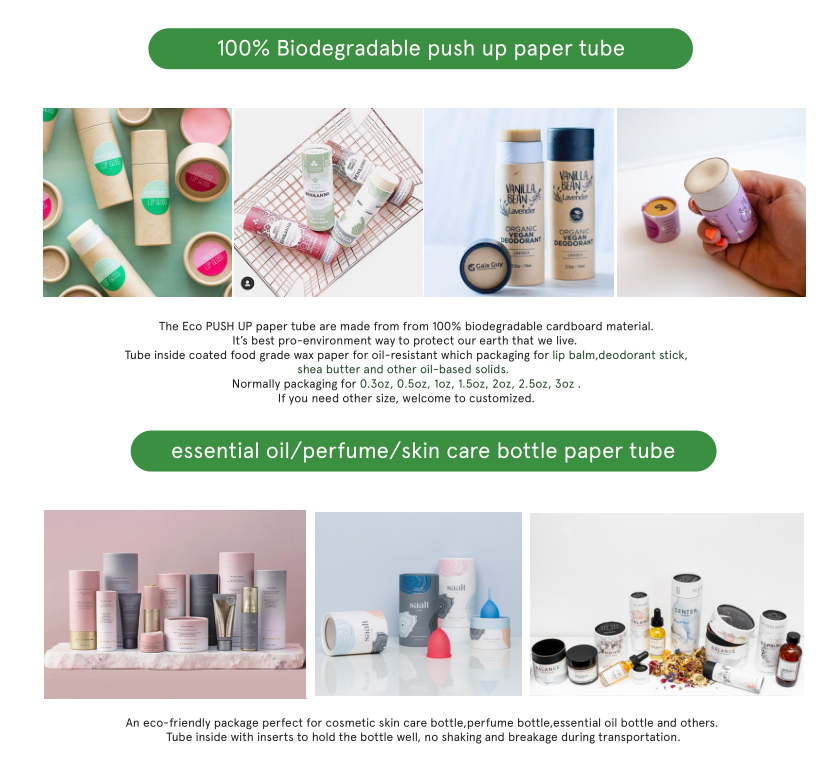 100% Biodegradable Lip Balm Push up Paper Tube Eco Friendly Vegan Lip Balm With Custom Logo Printed