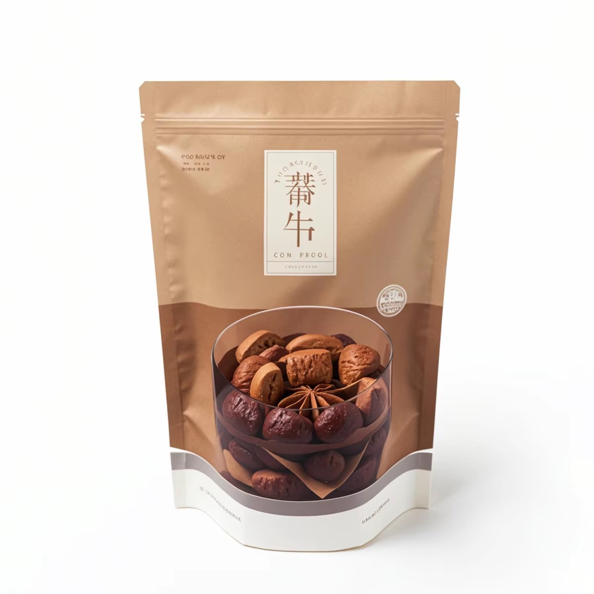Custom Brown Kraft White Craft Paper Biodegradable Recyclable Reusable Standing Pouches Food Packaging Zipper Milk Sushi Jelly