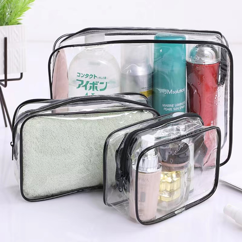 Custom Size logo Soft Plastic Makeup Zipper Bag Shoe Storage Waterproof Packaging Travel Bag PVC Zipper Bag