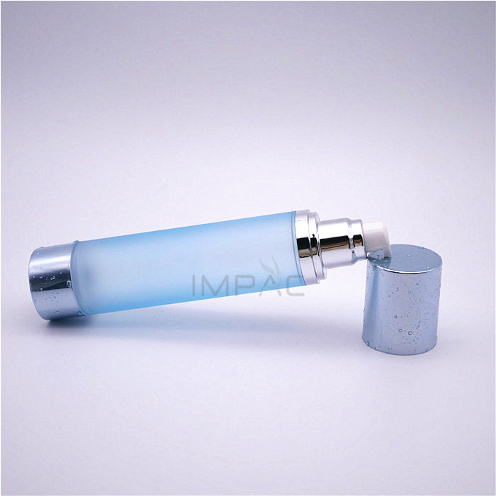 Skin care luxury airless 120 ml cream packaging with vacuum pump dispenser frosted blue container