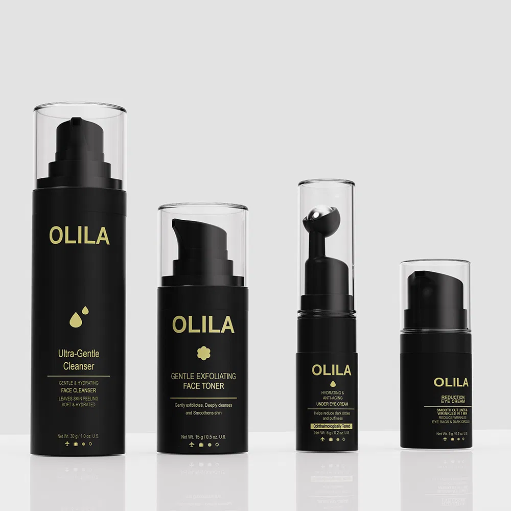 30ml Manufacture Plastic Blue Serum Biodegradable Lotion Custom Cosmetic Packaging Airless Pump Bottle with Pump and Cap