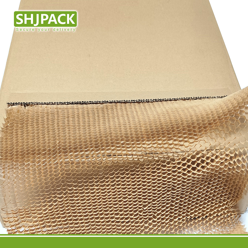 Secure Eco-Shipping Solution: 3D Honeycomb Cushioning Paper + Protective Kraft Stretch Wrap | Biodegradable &amp; Compostable