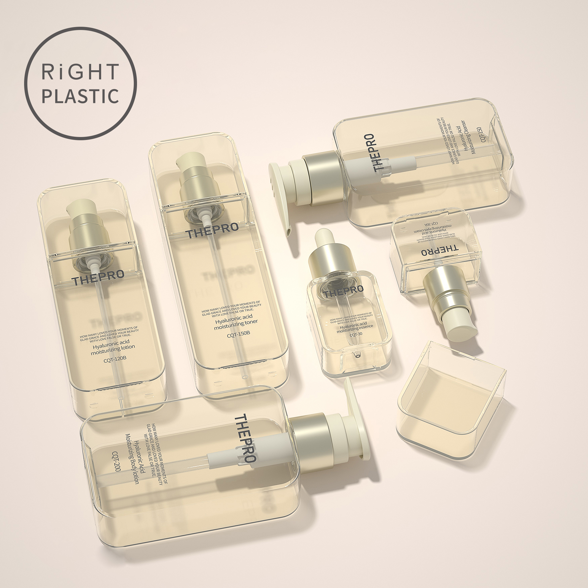 CQT High Quality Custom Cosmetic Emulsion Gel Pump Plastic Empty Bottle Hot Sale Square Personal Care Packaging Conditioner