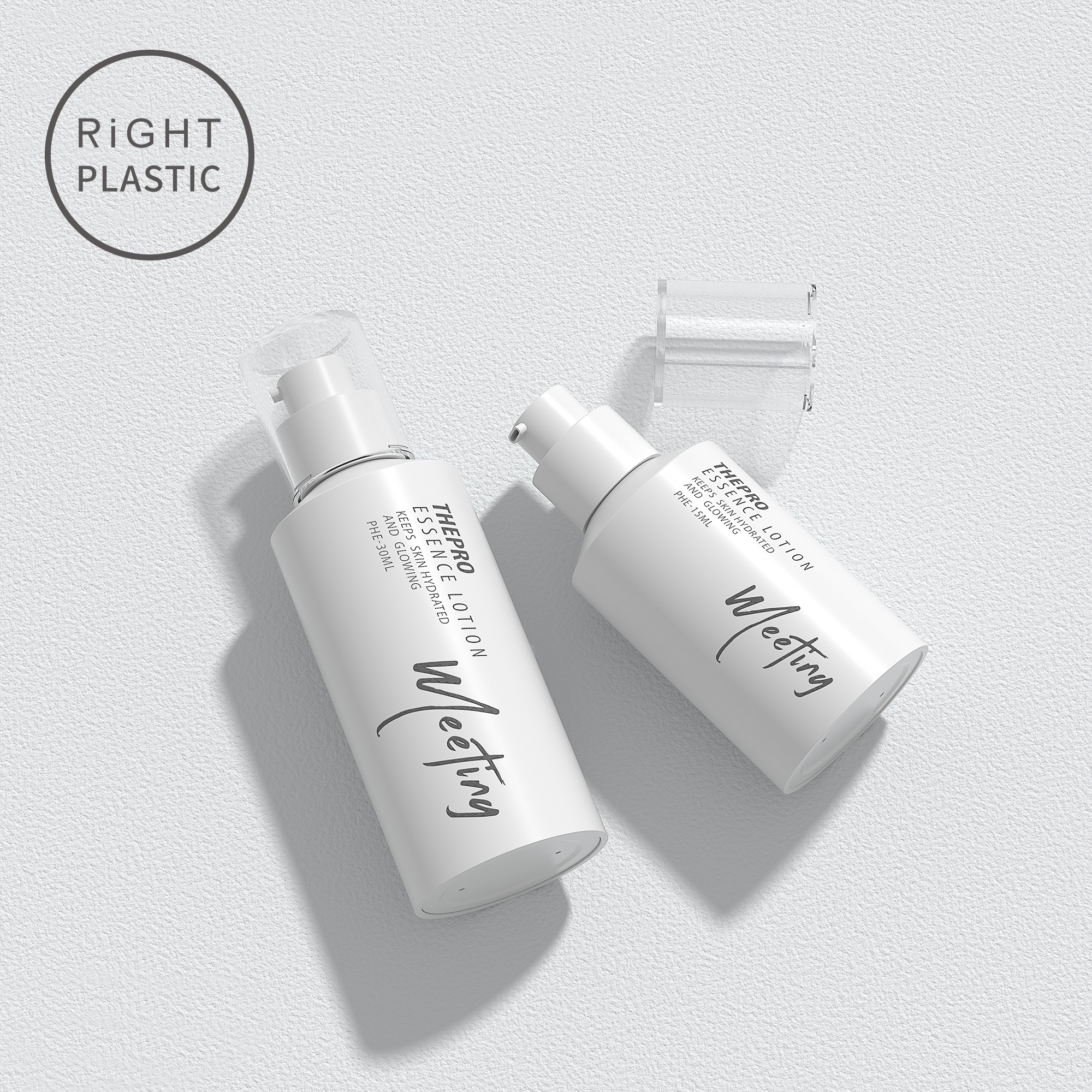 PHE Wholesale PETG Airless Pump Bottle 15ml 30ml 50ml Face Serum Essence Lotion Container Skincare Cosmetics Custom Packaging