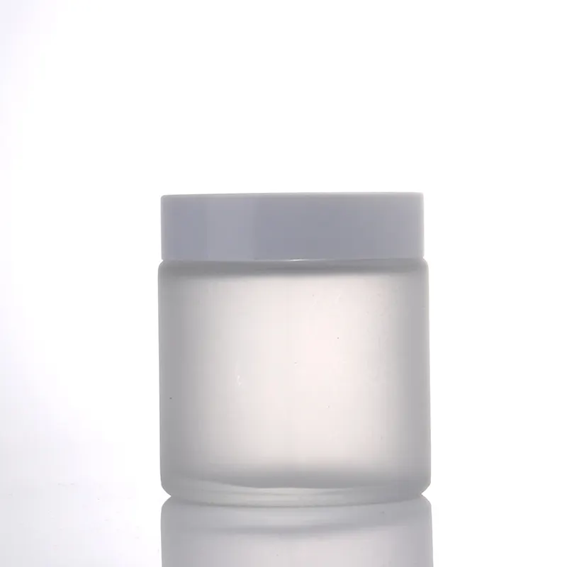 Environmental 5/15/30/50/100ml Wholesale Empty Cream Glass Container Refillable Frosted Glass Cosmetic Jars With Bamboo Lid