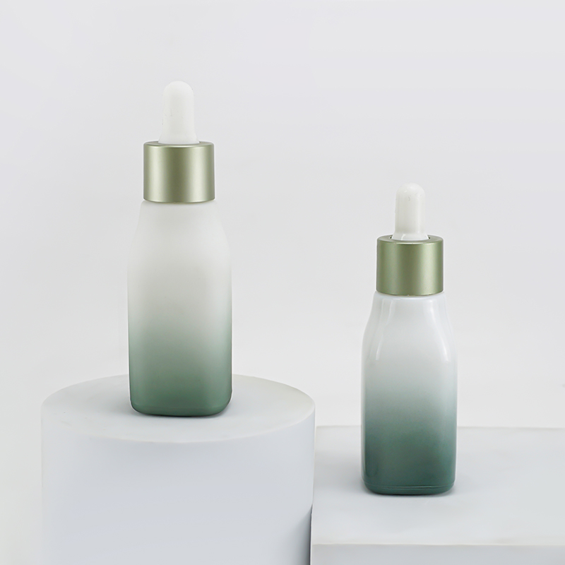 Recyclable 40ml Gradient Opal Glass Bottle With Dropper for Organic Cosmetics Skincare Packaging