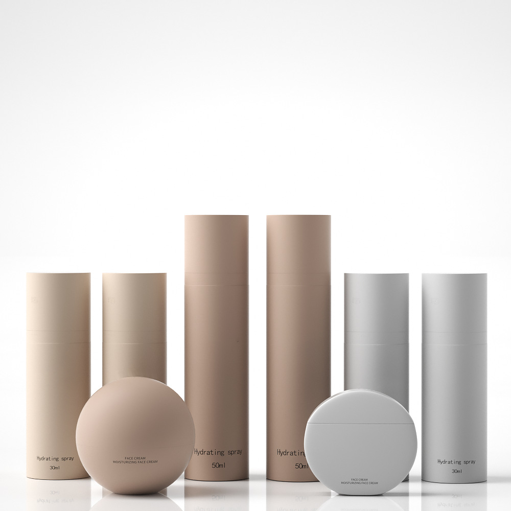 Embossed Debossed Logo HDPE Cylinder Skincare Packaging Set Lotion Bottle Pump 30ml 50ml 80ml Plastic Spray Bottles