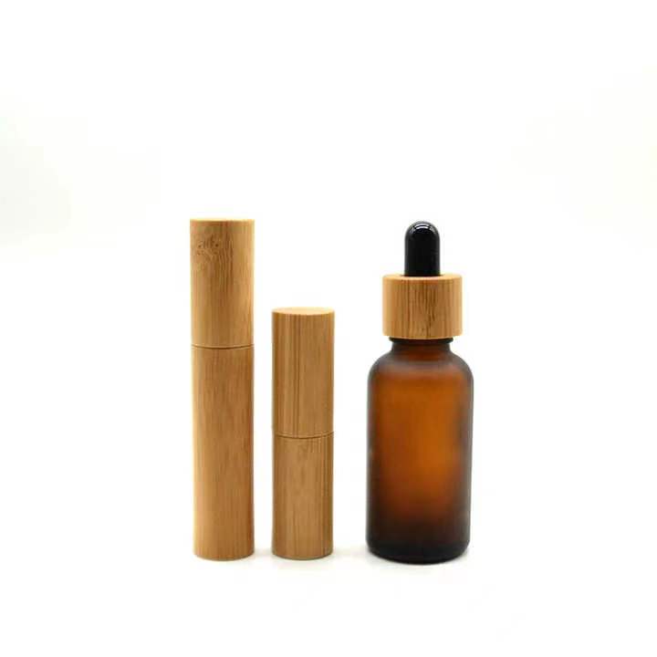 Cosmetic Containers 100% Organic Wood Bamboo Glass Jar\/Bottle Cosmetic Packaging