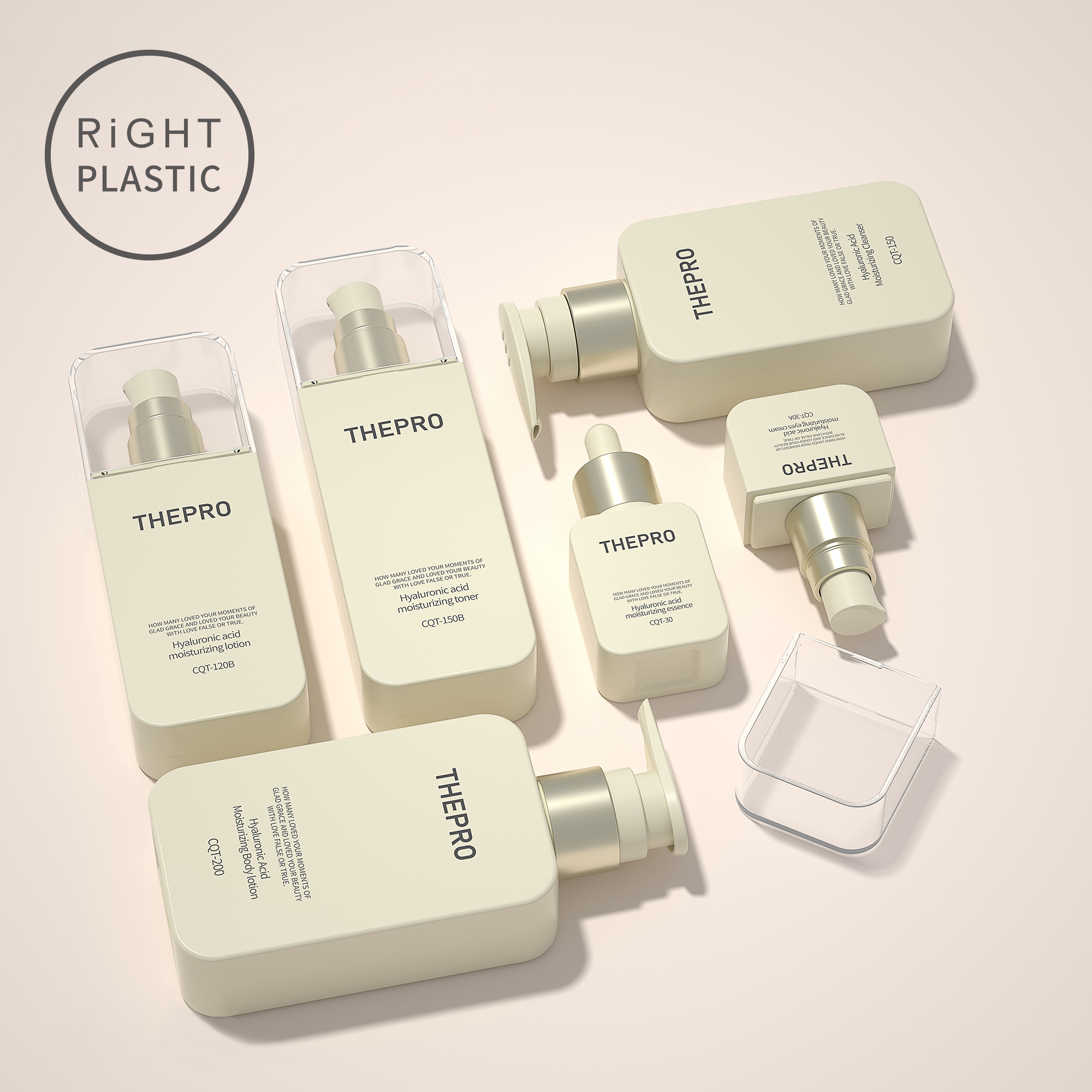 CQT High Quality Custom Cosmetic Emulsion Gel Pump Plastic Empty Bottle Hot Sale Square Personal Care Packaging Conditioner