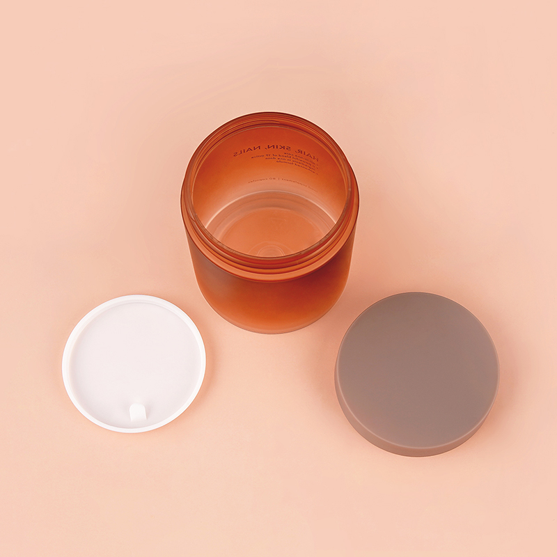 Wholesale 250ml Round Frosted Brown Coffee Plastic PET Plastic Jars Container Body Butter Scrub Jars With Lid