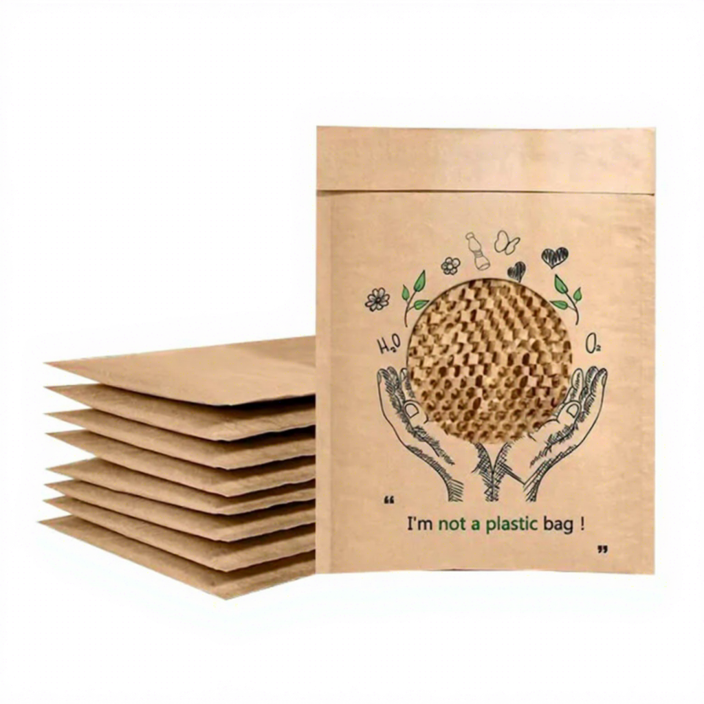 Compostable Honeycomb Padded Kraft Paper Express Envelope Biodegradable Shockproof Mailers Shipping Mailing Bags Shipping Bags